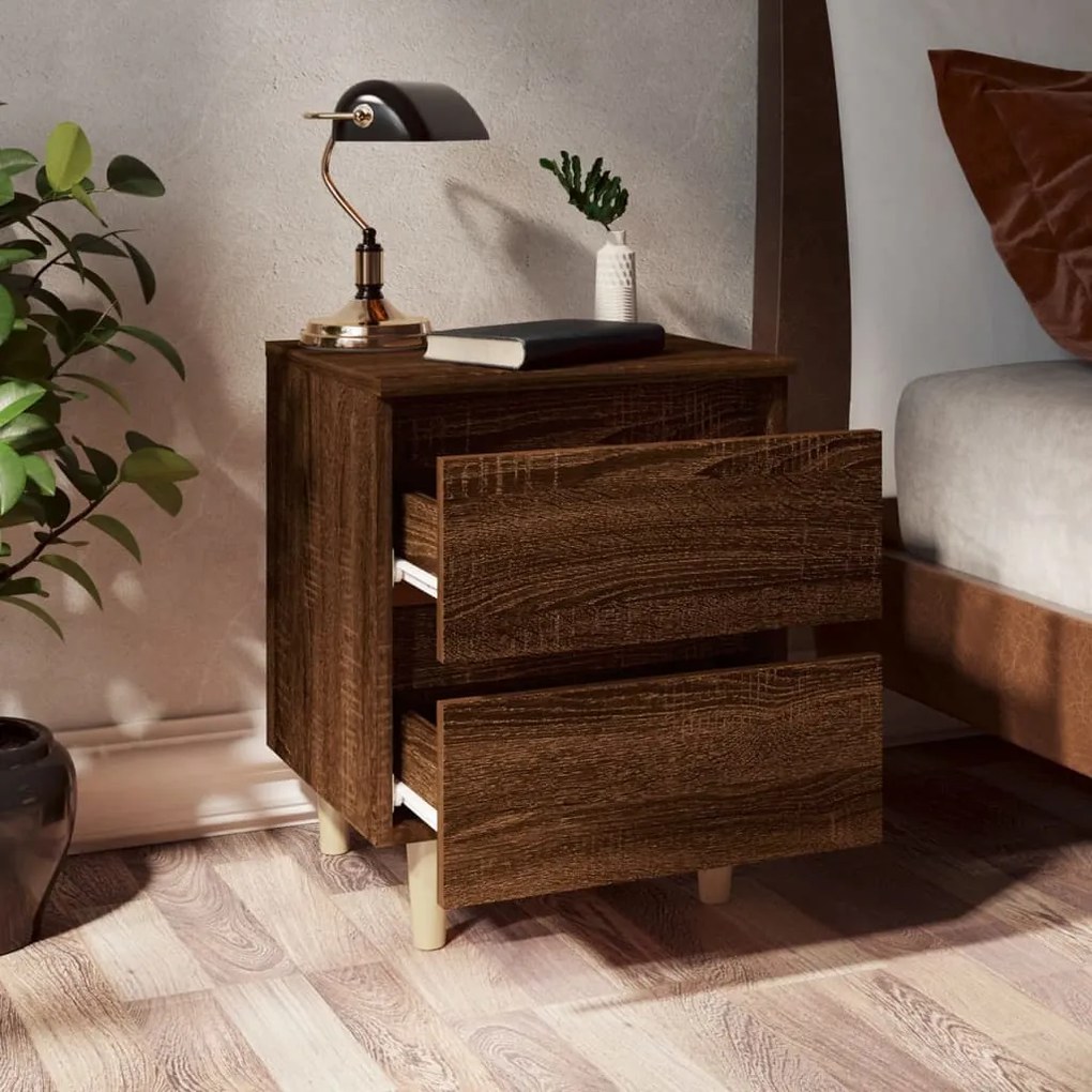 Conjunto de 2 Mesinhas de Cabeceira Bacco - Nogueira - Design Moderno