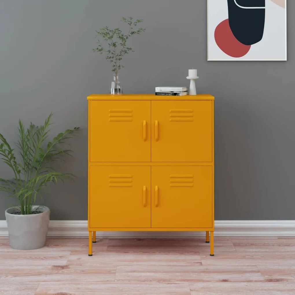 336137 vidaXL Armário de arrumação aço 80x35x101,5 cm amarelo mostarda