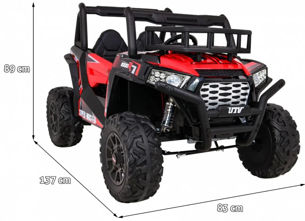 Buggy elétrico para Crianças 24V 2 Lugares UTV Buggy Rodas de EVA, Assento de couro Vermelho