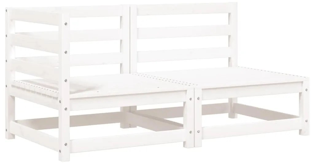 Sofá de 2 lugares p/ jardim c/ almofadões pinho maciço branco