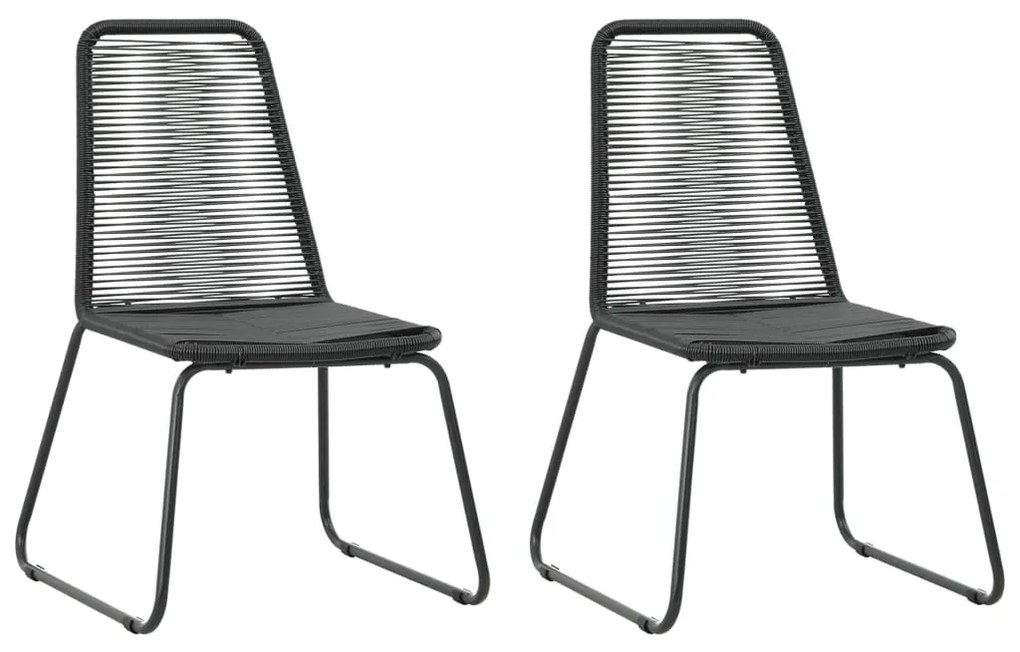 3 pcs conjunto de jantar para jardim vime de PVC preto