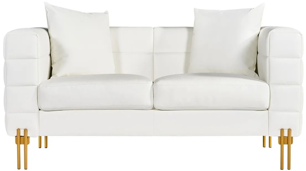 Sofá LARIOS, 2 lugares, estofado 157 x 84 x71 cm pele sintética branca