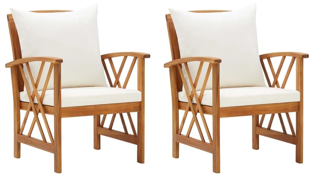 310267 vidaXL Cadeiras de jardim c/ almofadões 2 pcs madeira acácia maciça