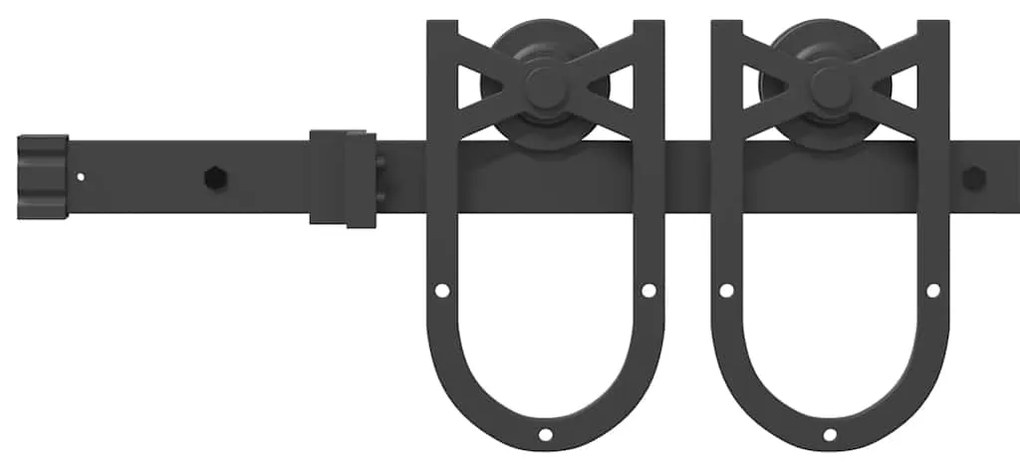 Kit de ferragens para porta deslizante 183 cm aço preto