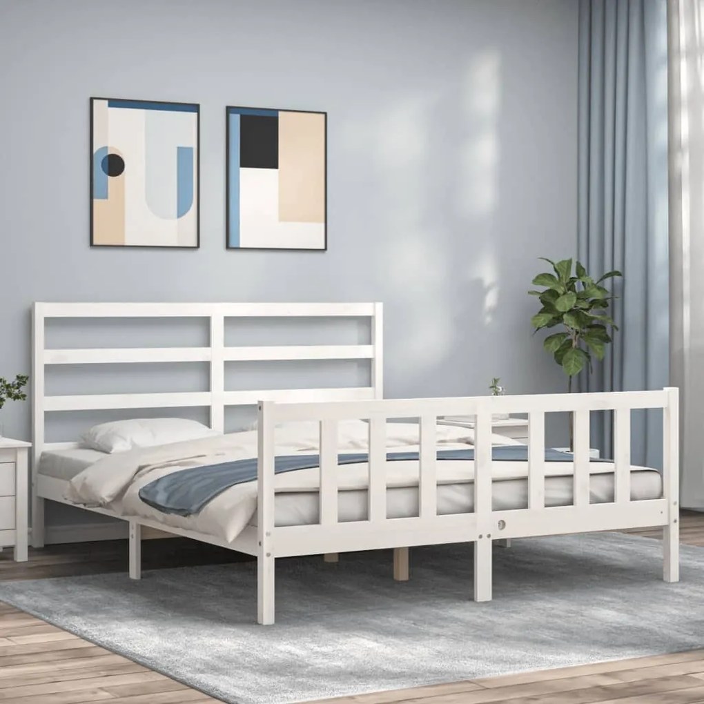 vidaXL Cama sem colchão 160x200 cm madeira de pinho maciça branco