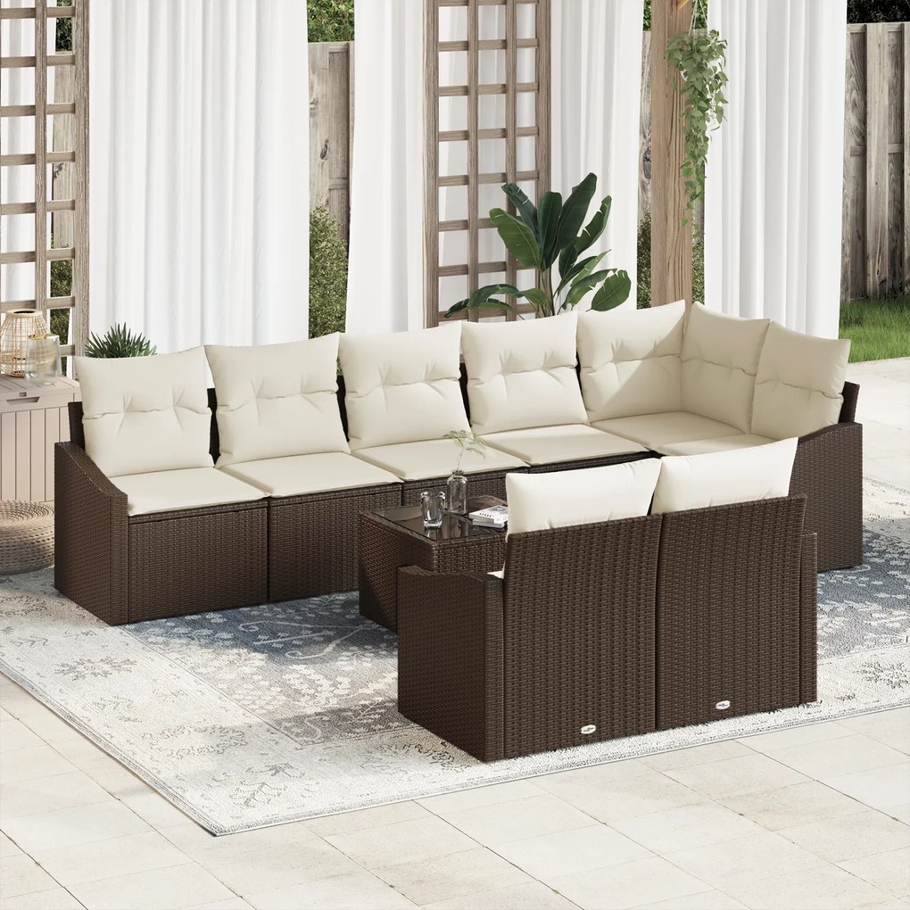 vidaXL Conjunto de Sofá de Jardim de 8 Peças com Almofadas Cinza em Rattan Poliéster