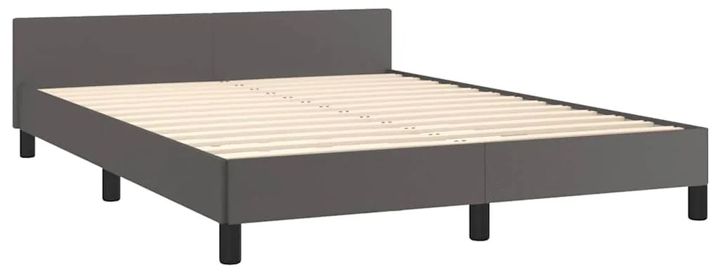 Estrutura cama c/ cabeceira sem colchão 140x190 cm cinzento