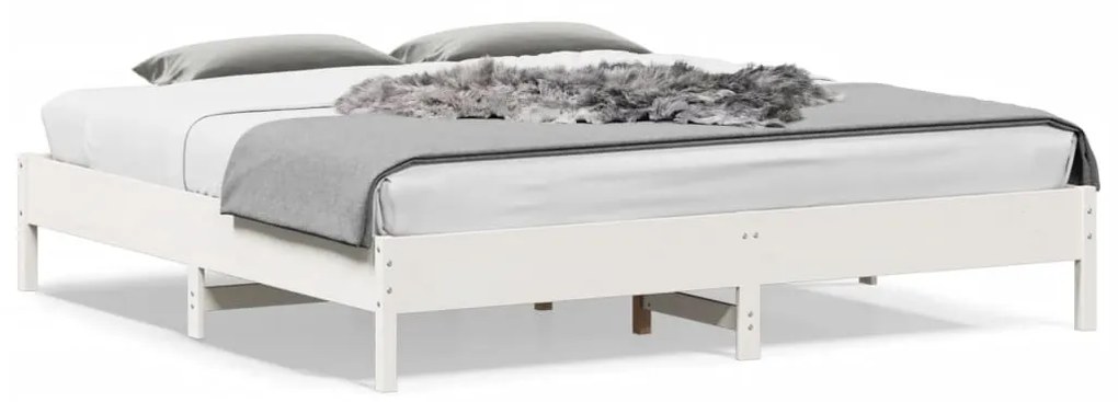 Estrutura de cama madeira de pinho maciça 180x200 cm branco