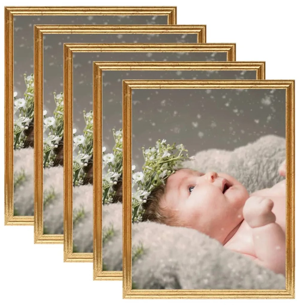 vidaXL Molduras para mesa 5 pcs 13x18 cm MDF dourado