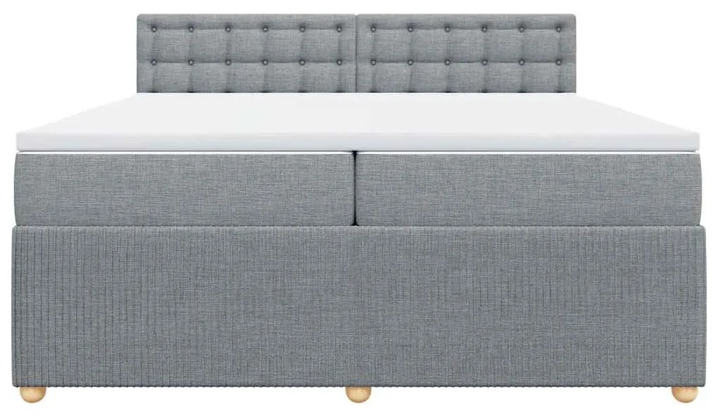 Cama com molas/colchão 200x200 cm tecido cinza-claro