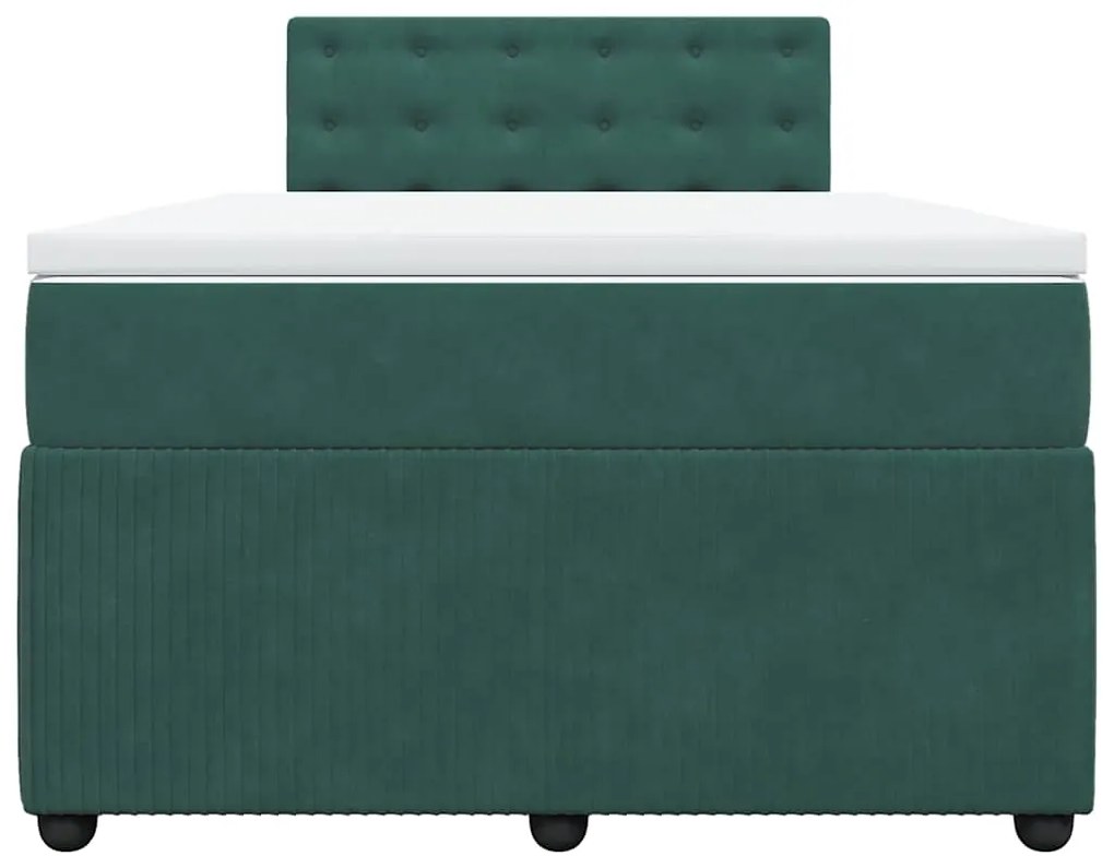 Cama boxspring com colchão 120x190 cm veludo verde-escuro