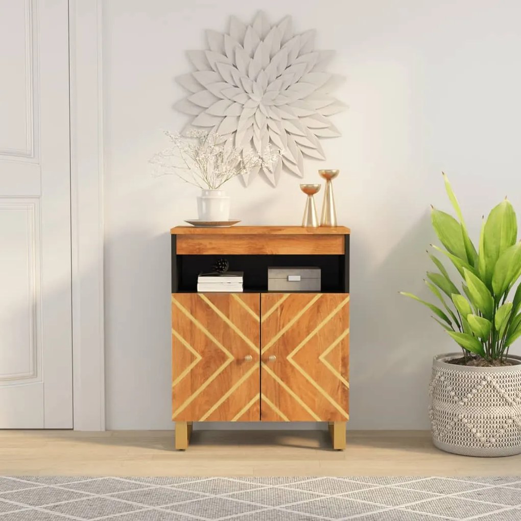 vidaXL Móvel de apoio 60x33,5x75 cm mangueira maciça castanho e preto