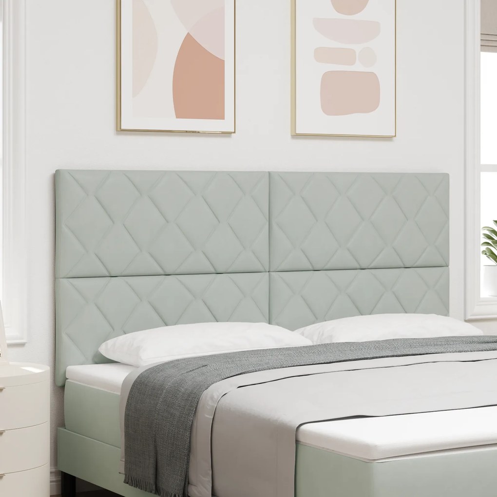 Cabeceira Design Blocos de Diamante Cinza Claro 180 cm Veludo