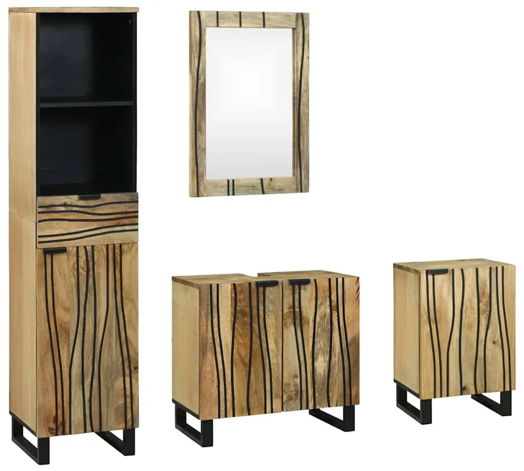 Conjunto de Móveis para Banheiro 4 pcs Castanho Largo