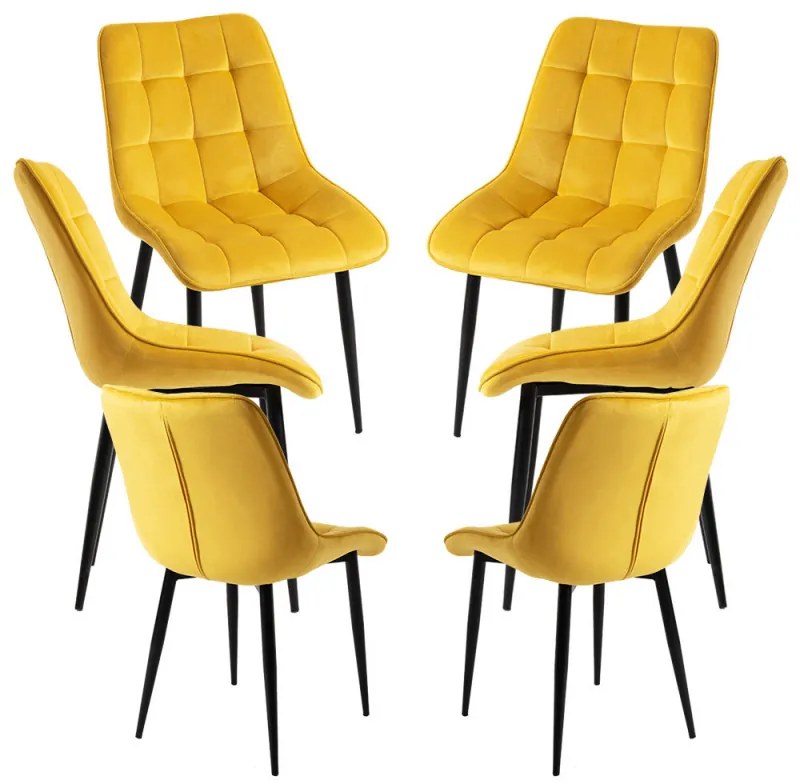 Pack 6 Cadeiras Cade Veludo - Amarelo