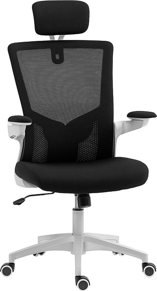 HOMCOM Cadeira de Escritório Ergonômica Poltrona de Escritório Apoios de Braço Rebatíveis Suporte Apoio de Cabeça 60x63x120 cm Preto | Aosom Portugal