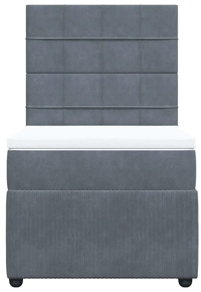Cama com molas/colchão 90x200 cm veludo cinza-escuro