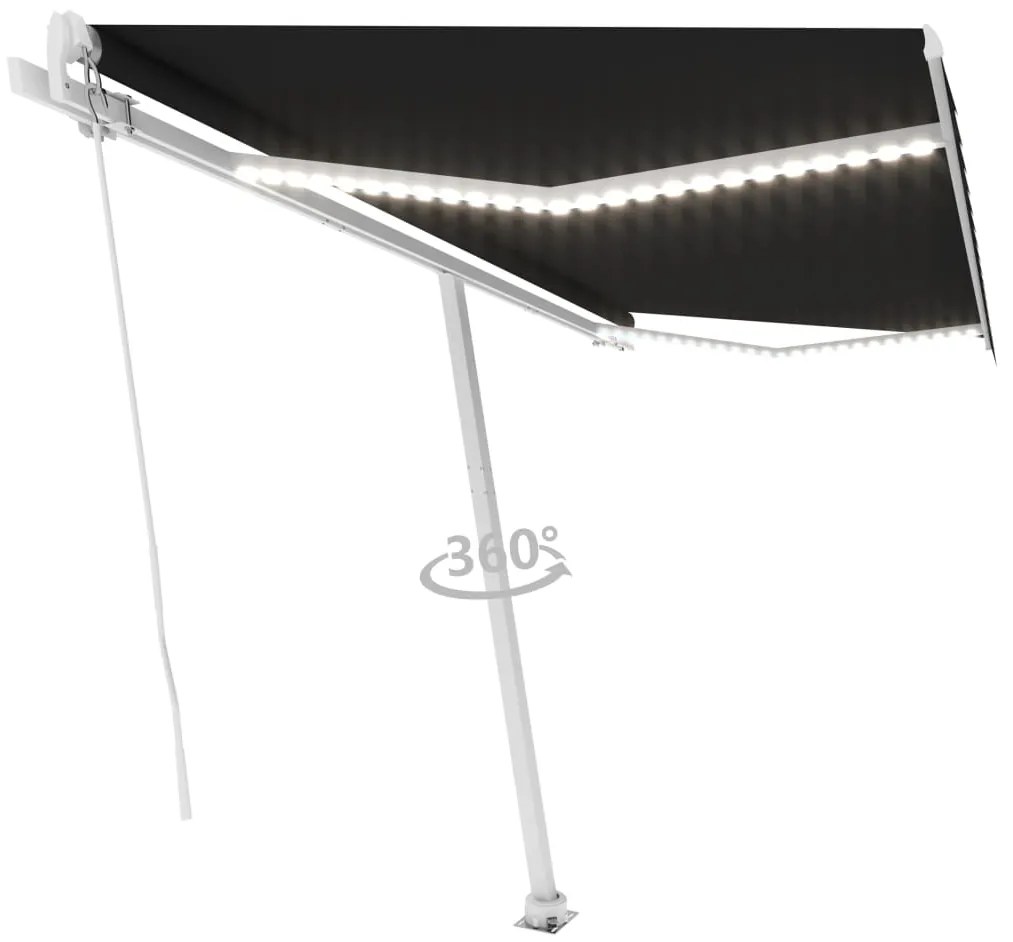 Toldo retrátil manual com LED 450x350 cm antracite