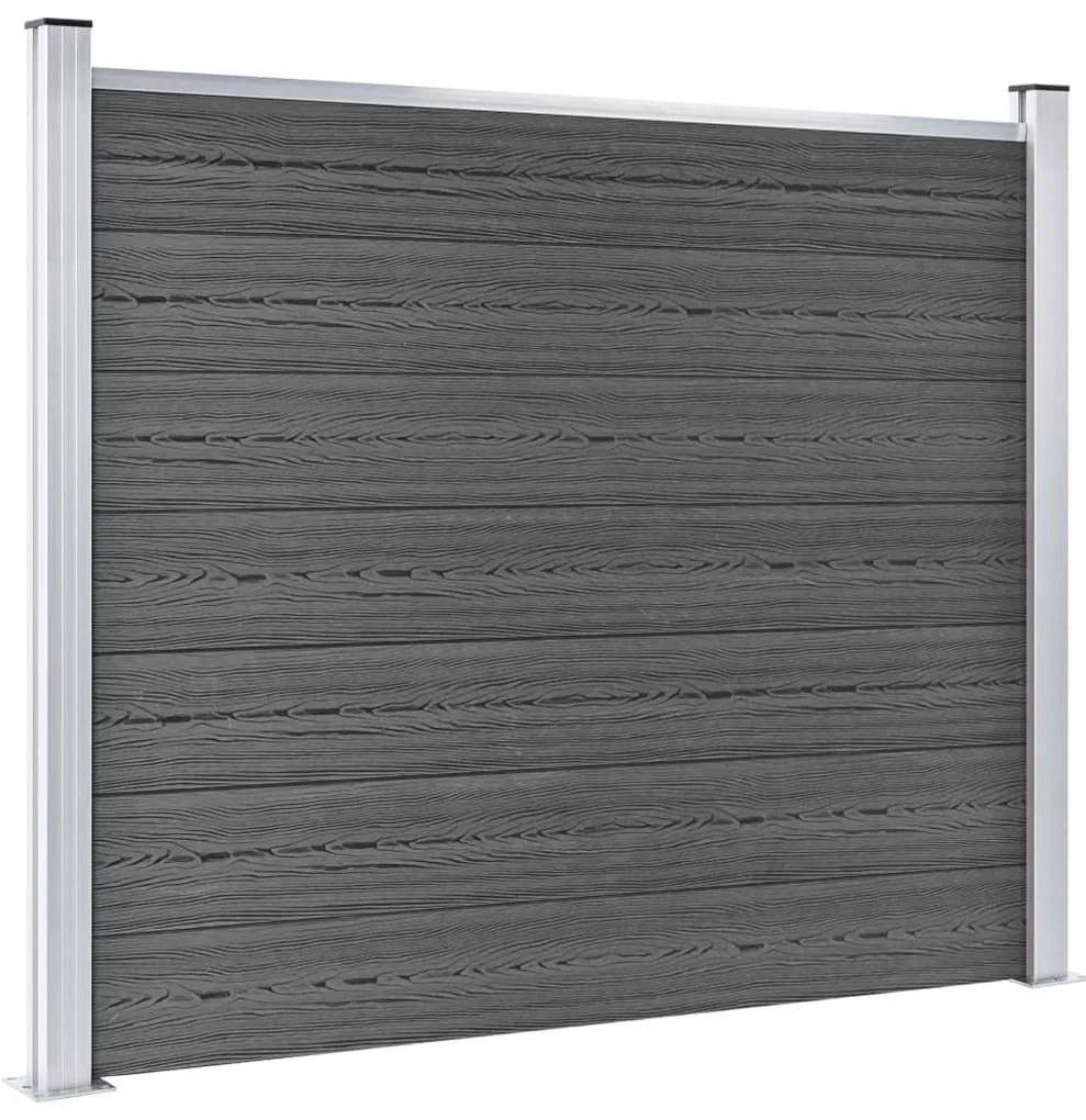 Conjunto painel de cerca 526x146 cm WPC preto