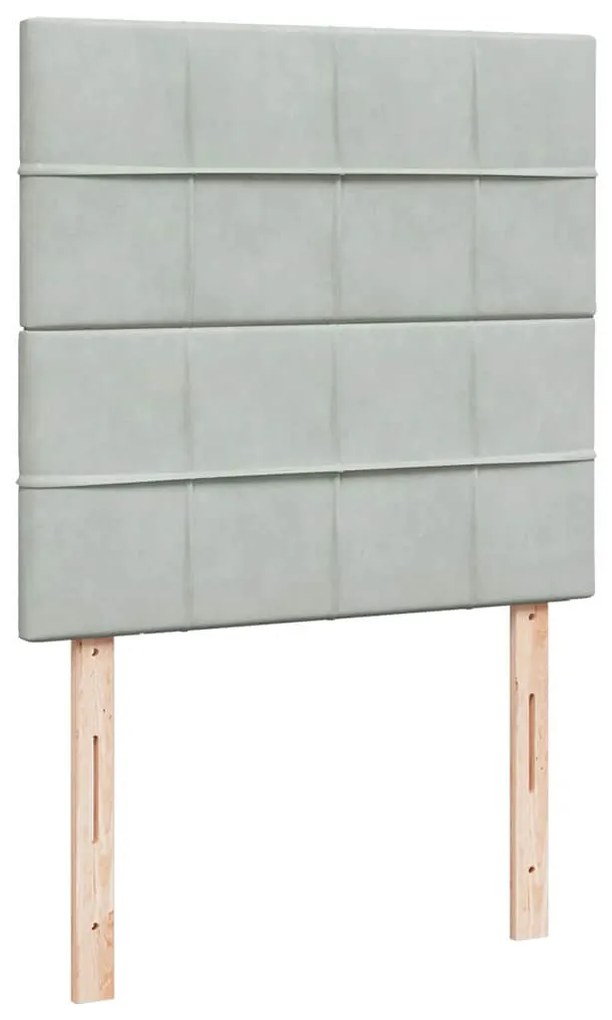 Cama com molas/colchão 100x200 cm veludo cinza-claro