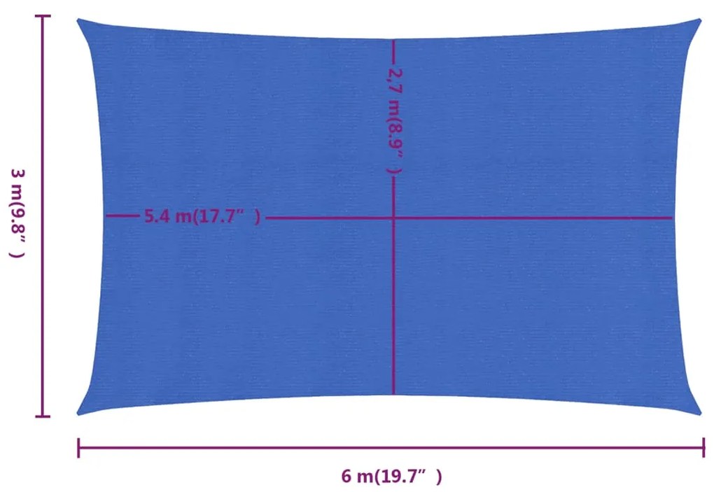 Para-sol estilo vela retangular 160 g/m² 3x6 m PEAD azul