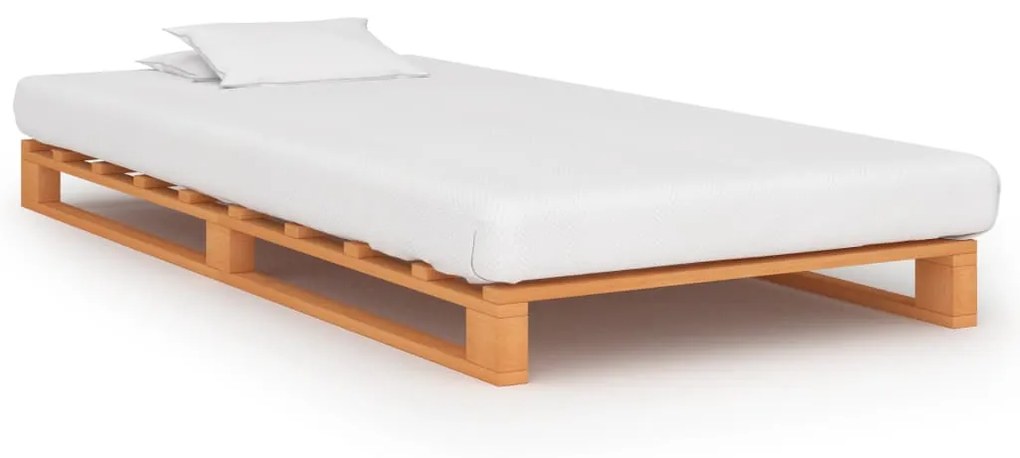 285262 vidaXL Estrutura de cama em paletes pinho maciço 90x200 castanho