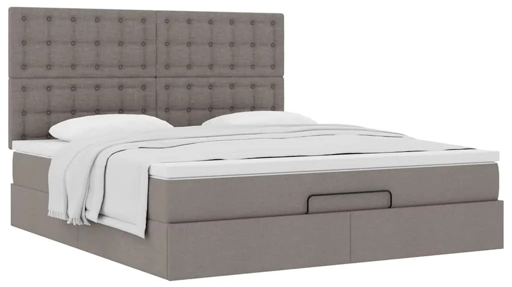 Estrutura de cama otomana com colchão tecido cinzento 160x200cm
