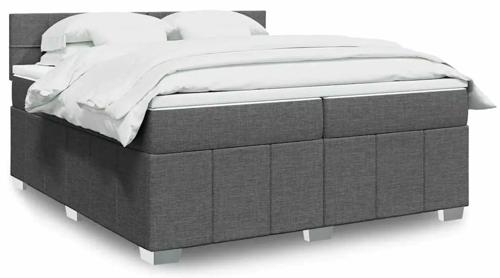 Cama com molas/colchão 200x200 cm tecido cinzento-escuro