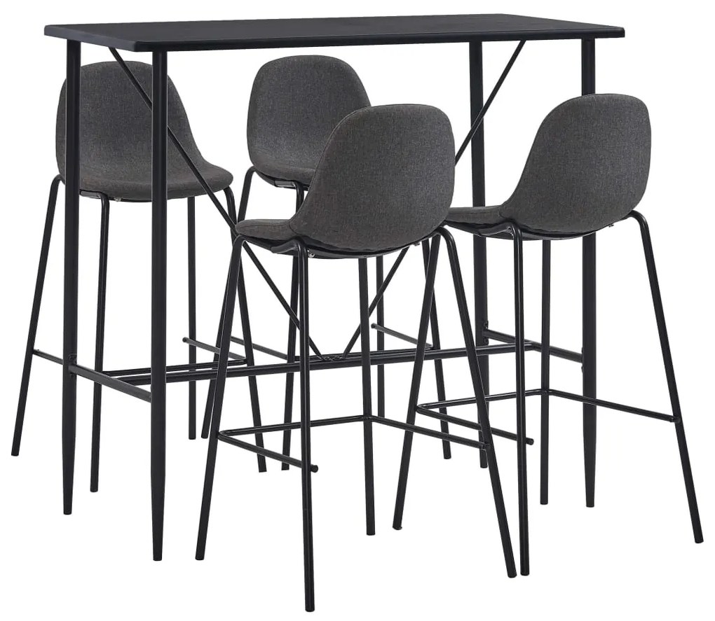 vidaXL 5 pcs conjunto de bar tecido cinzento-escuro