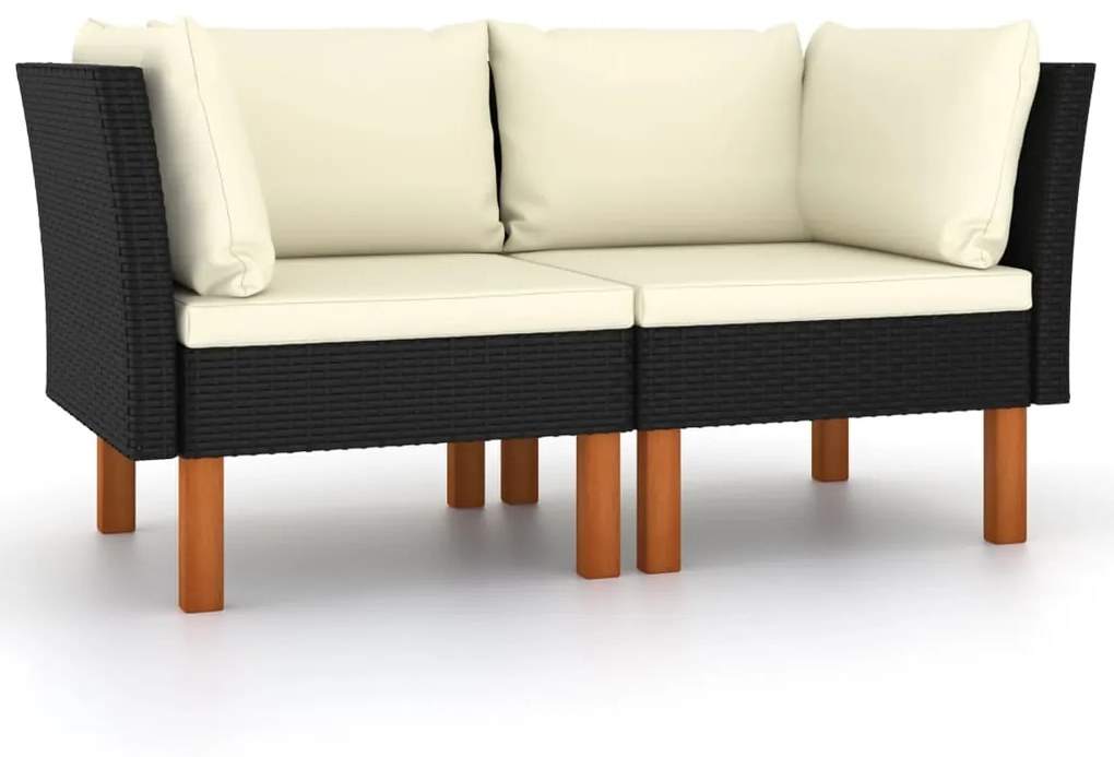 vidaXL Sofás de canto 2 pcs vime PE e madeira de eucalipto maciça