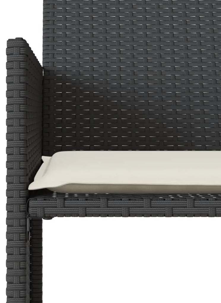 Sofá de jardim de 2 lugares com mesa e bancos vime PE preto