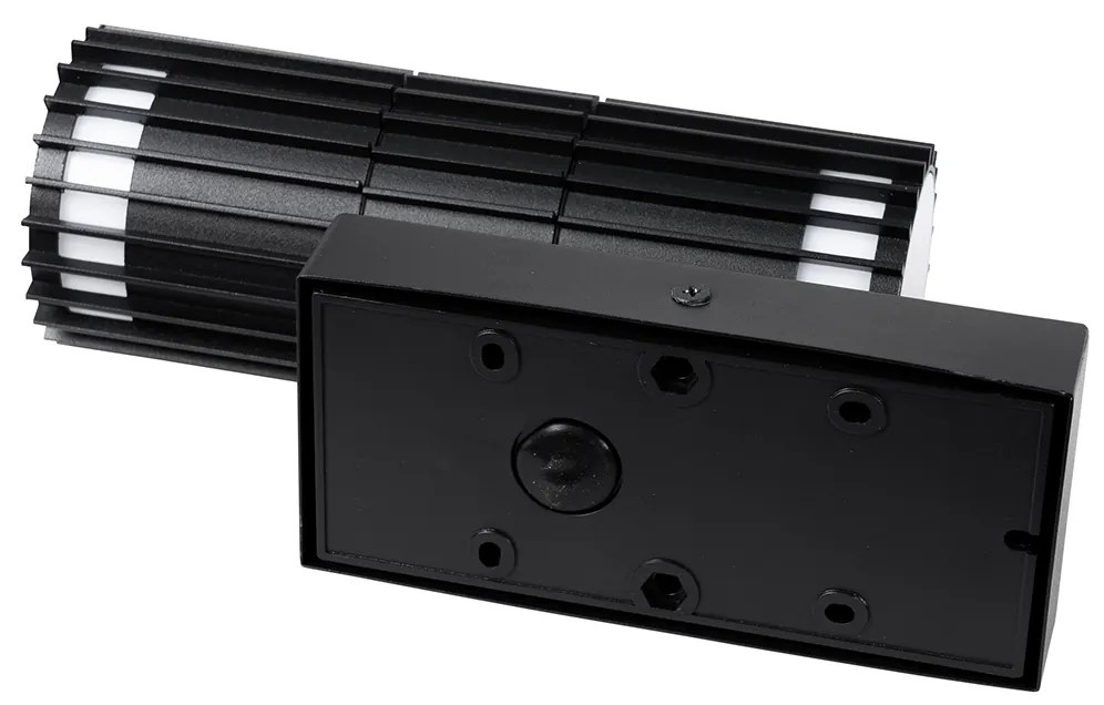 Candeeiro de parede exterior preto com sensor de movimento 2-luzes - Boris