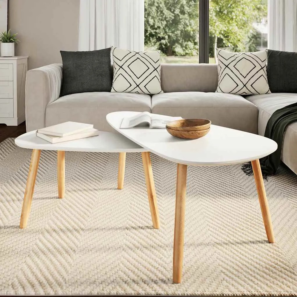 Conjunto mesas de centro 2 pcs pinho maciço branco