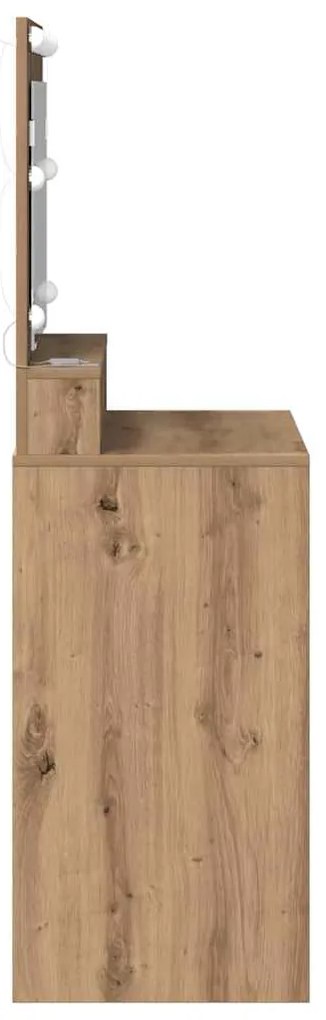 Mesa de Maquiagem vidaXL com Luzes LED em Carvalho Artisan 79x41x135 c