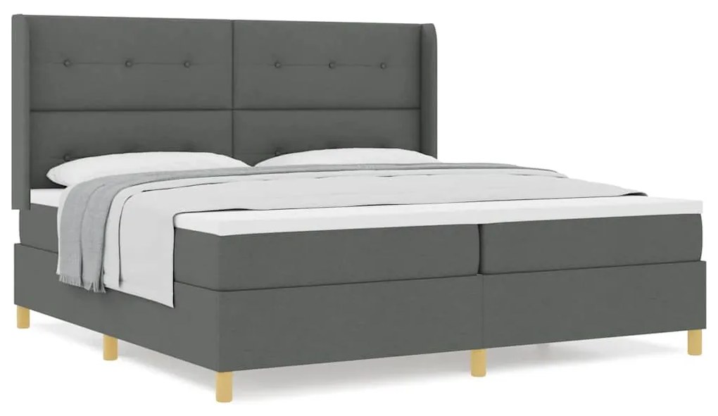 Cama Box com Colchão - Cinza Escuro, 200x200 cm, Tecido