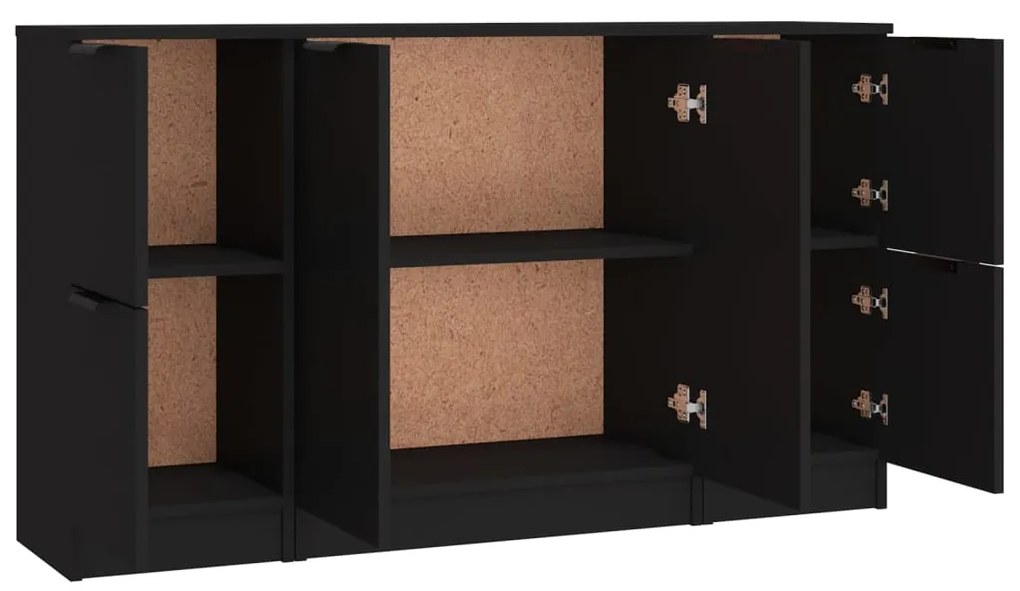 Aparadores 3 pcs derivados de madeira preto