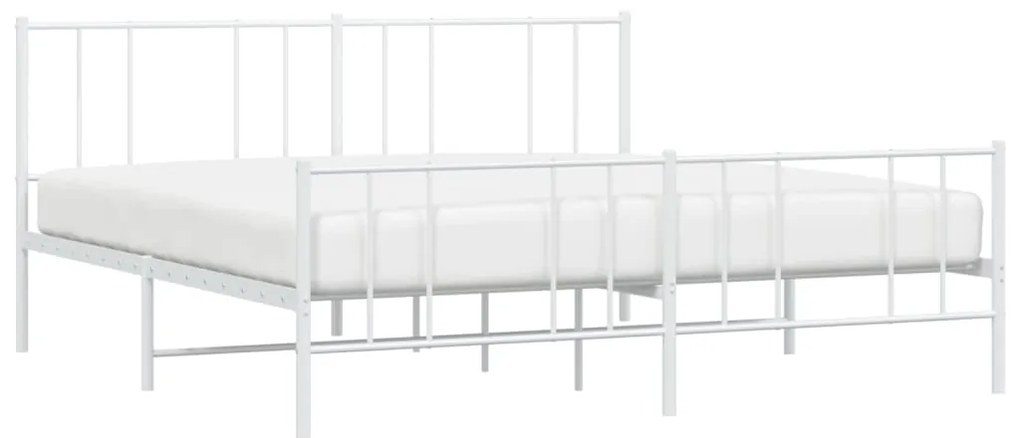 Estrutura de cama com cabeceira e pés 180x200 cm metal branco