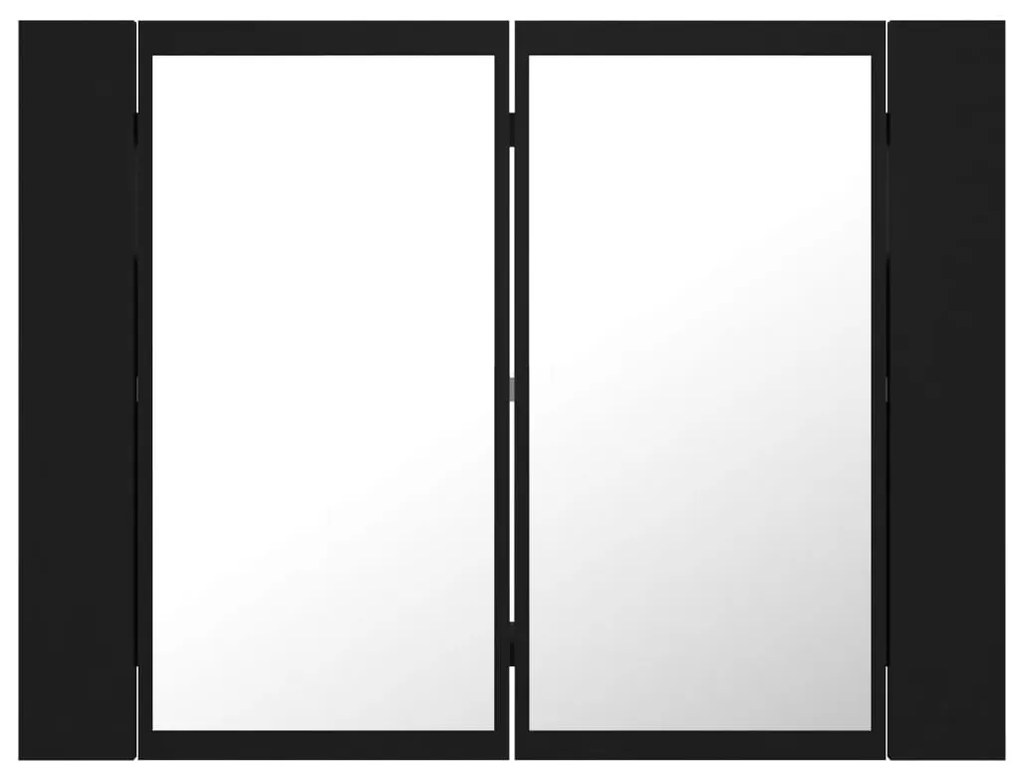 Armário espelhado casa banho c/ LED 60x12x45 cm acrílico preto