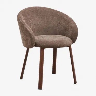 Cadeira De Jantar Estofada Nairea Madeira Escura & Chenille Castanho Café - Sklum