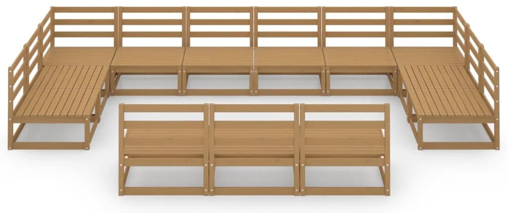 13 pcs conjunto lounge de jardim pinho maciço