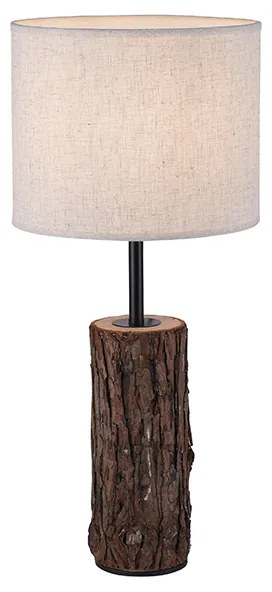Candeeiro de mesa rural em madeira com abajur branco - Oriana Rústico