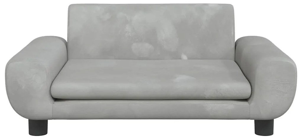 Sofá infantil 70x45x33 cm veludo cinzento-claro