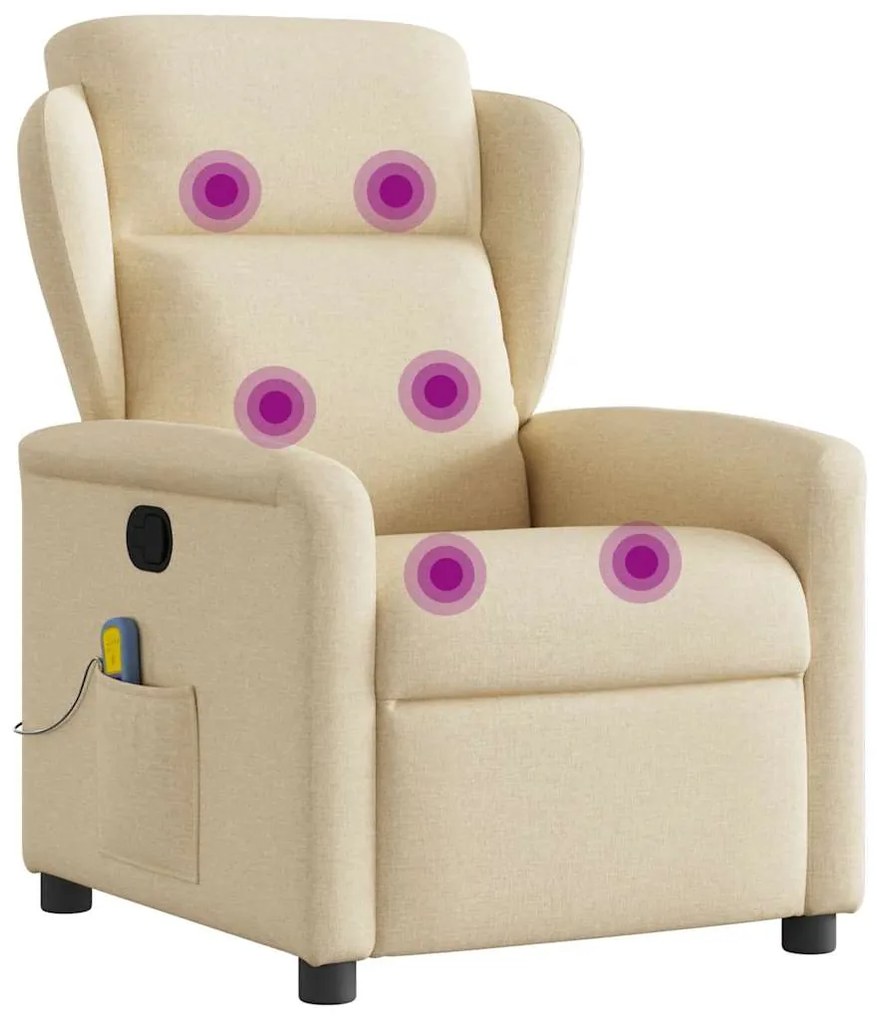Poltrona de massagens reclinável tecido cor creme