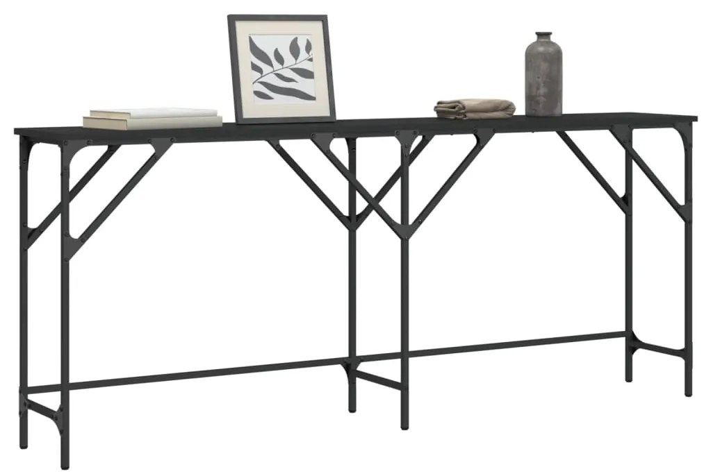vidaXL Mesa consola 180x29x75 cm derivados de madeira preto