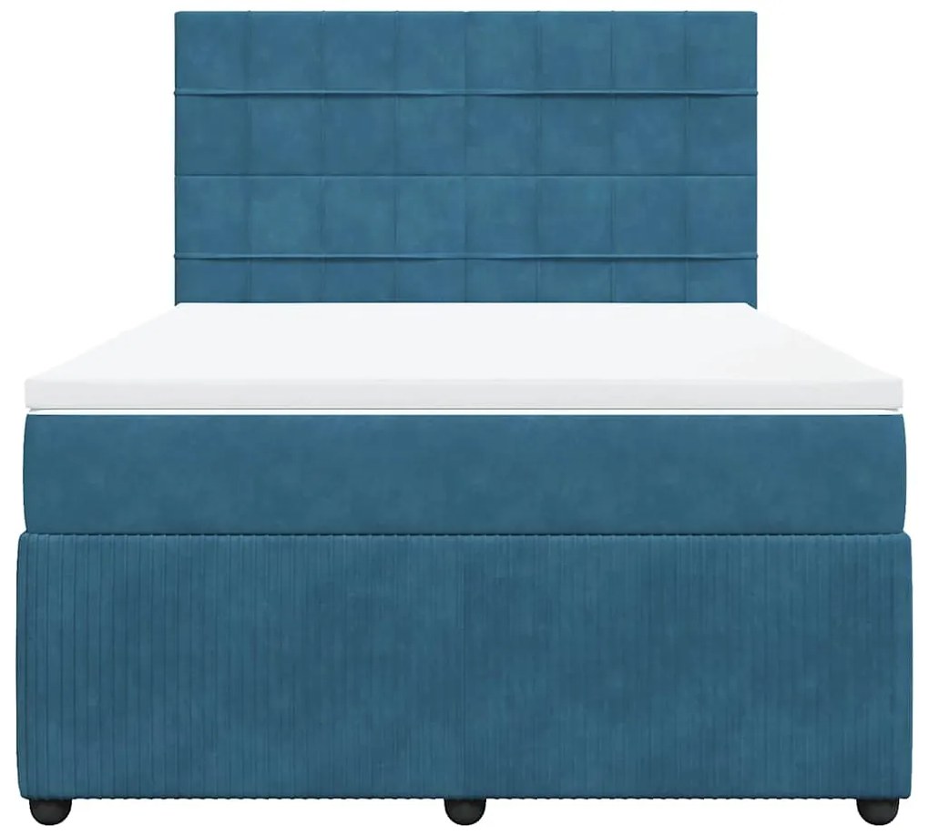 Cama com molas/colchão 140x200 cm veludo azul-escuro