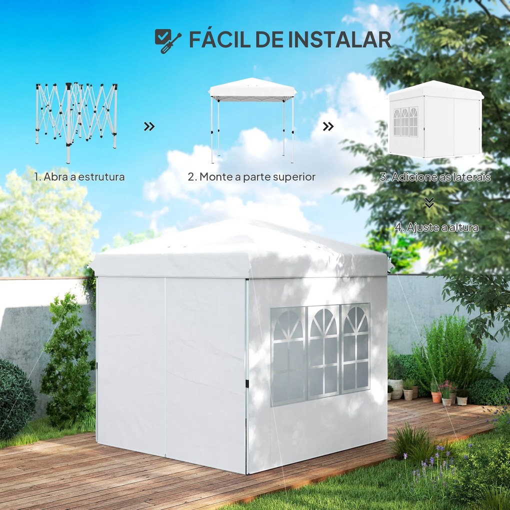 Tenda Dobrável Pop-Up Tenda 248x248x270 cm com 4 Paredes Laterais Anti