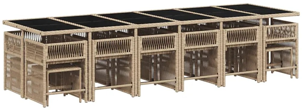 11 pcs conj. jantar jardim c/ almofadões vime PE bege misturado