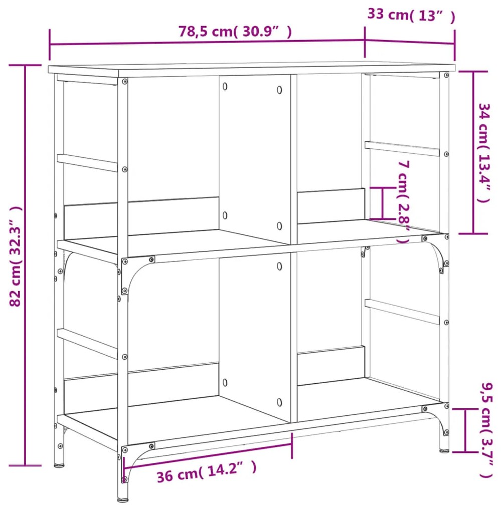 Estante 78,5x33x82 cm derivados de madeira cinzento sonoma