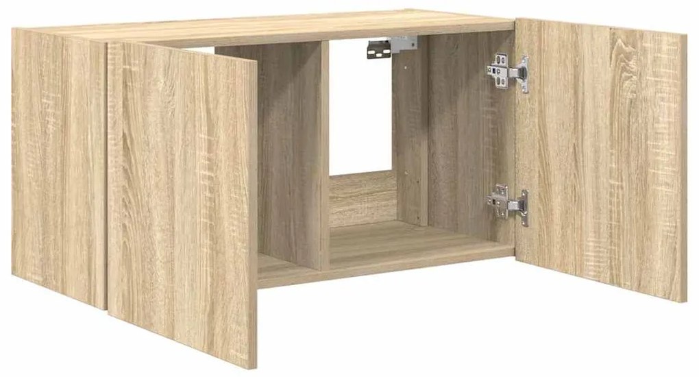 Móvel de parede p/ TV c/ luzes LED 80x35x41 cm carvalho sonoma