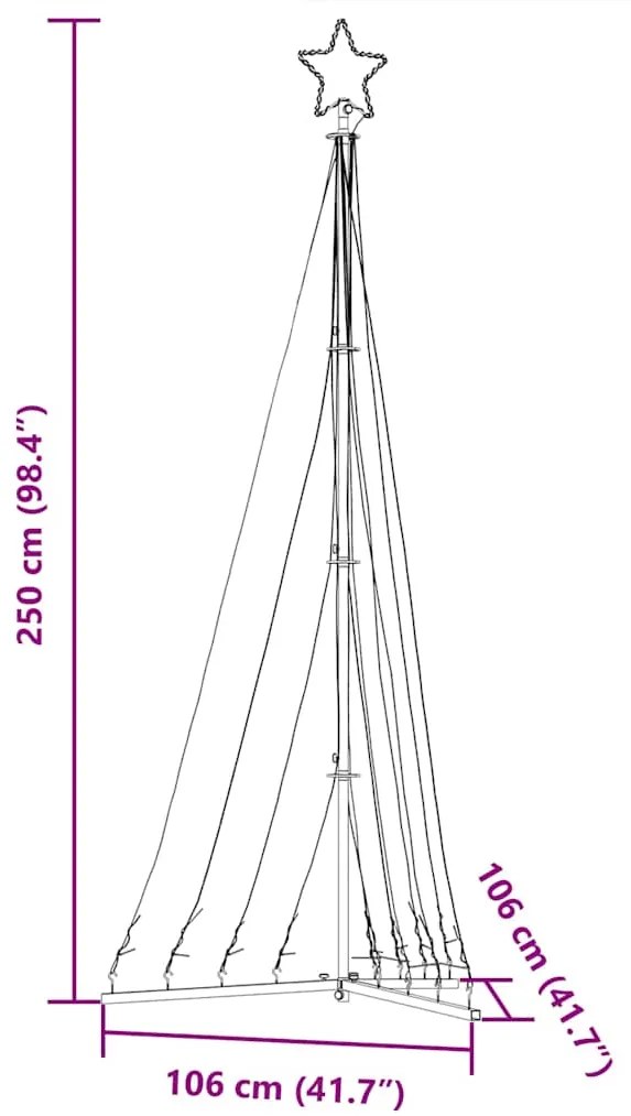 LED Árvore de Natal 447 LEDs Branco Quente 249 cm